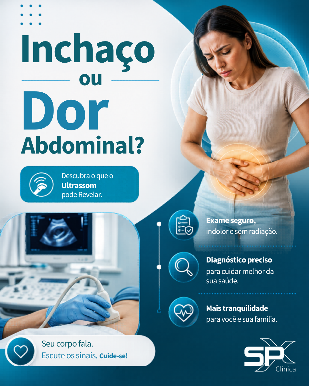Aquele inchaço ou dor abdominal que insiste em voltar não deve ser ignorado. 🔍👀