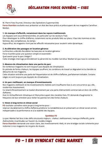 Déclaration Force Ouvrière – CSEC