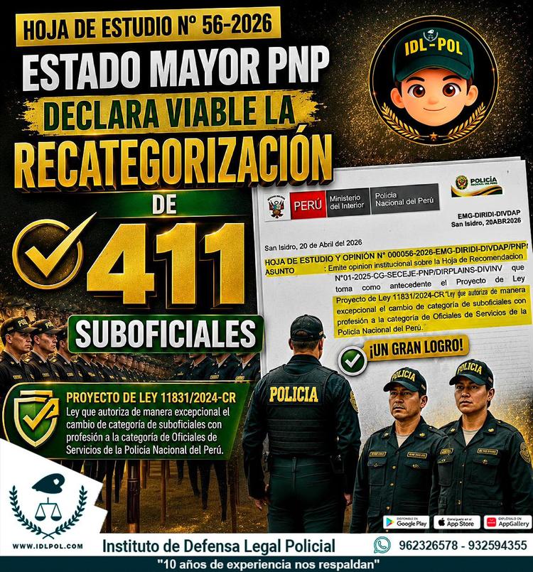 EMG PNP considera viable recategorización en carreras profesionales especializadas