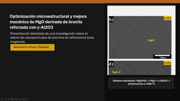 Optimización microestructural y mejora mecánica de MgO derivada de brucita reforzada con γ-Al2O3