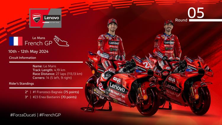 GP de Francia: el Ducati Lenovo Team, listo para afrontar la quinta cita de la temporada en Le Mans
