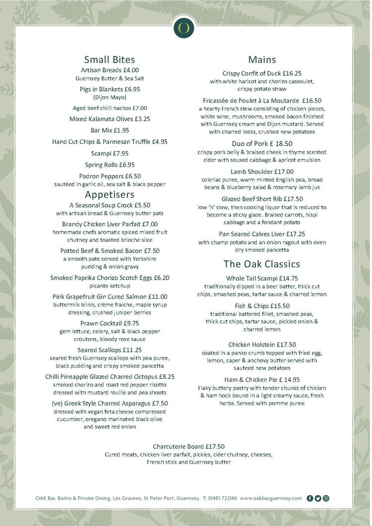 Oak Bar & Bistro - Dinner