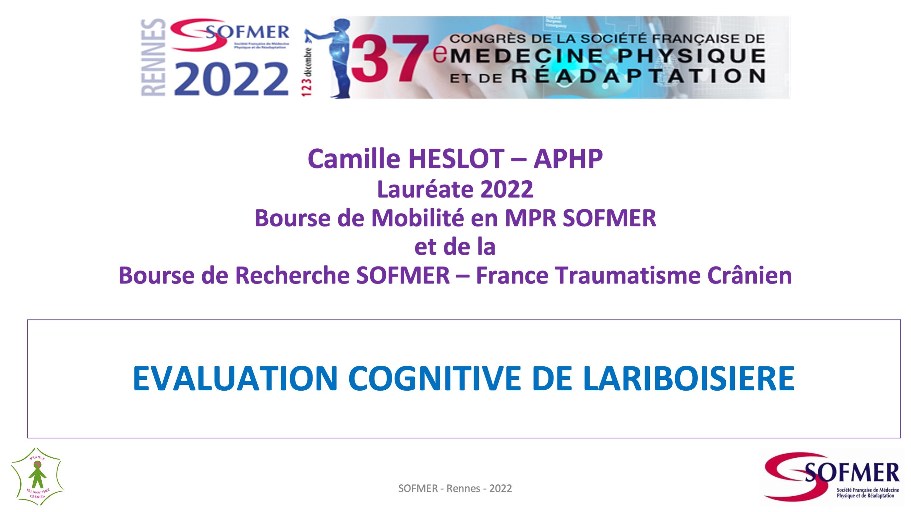 Bourse de Mobilité SOFMER - Lauréat 2022 - Camille HESLOT 