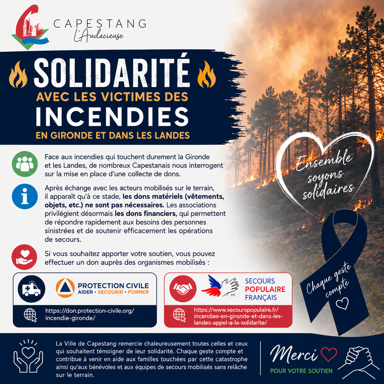 Solidarité avec les victimes des incendies