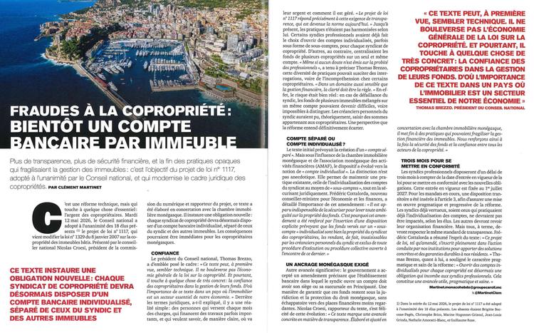 Fraudes à la copropriété: Bientôt un compte bancaire par immeuble