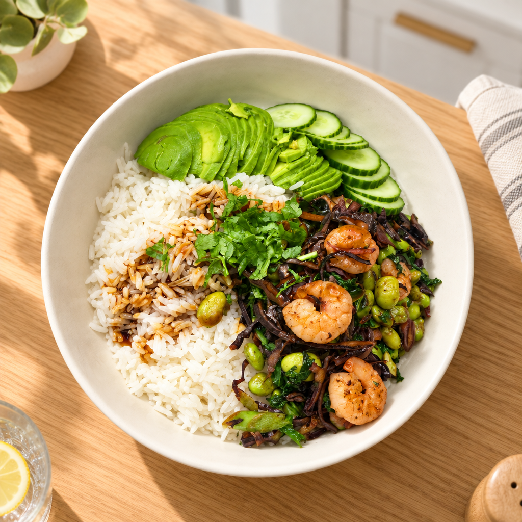 Honey Soy Prawn Rice Bowl