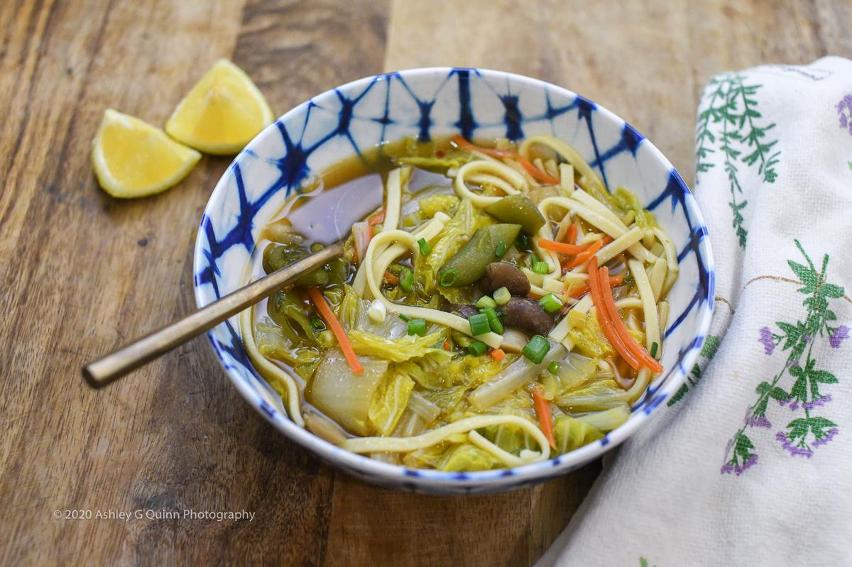 Asian-Inspired Vegetable Soup with Noodles