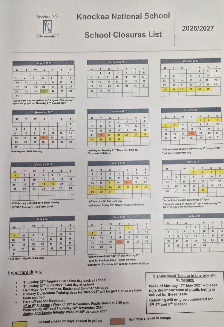 School Closures 2026/2027 