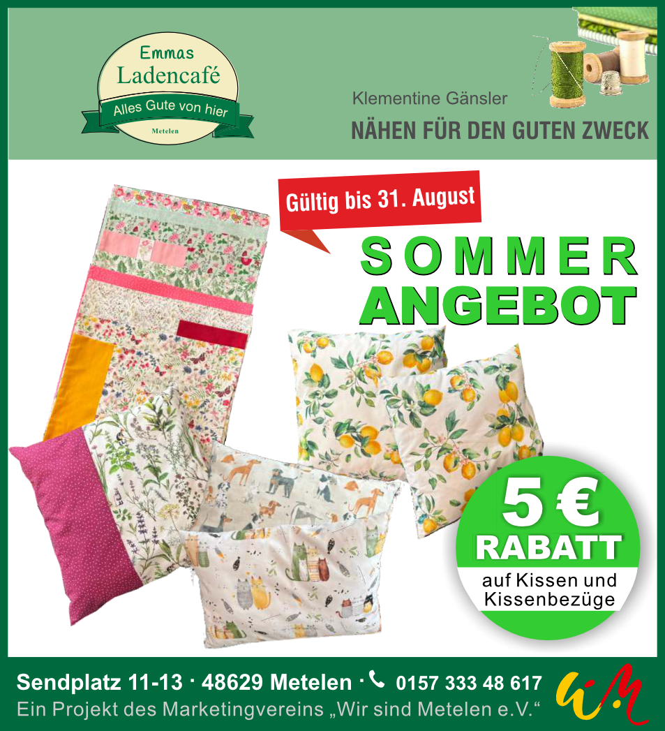 Kissen-Sonderangebote in Emmas Ladencafé