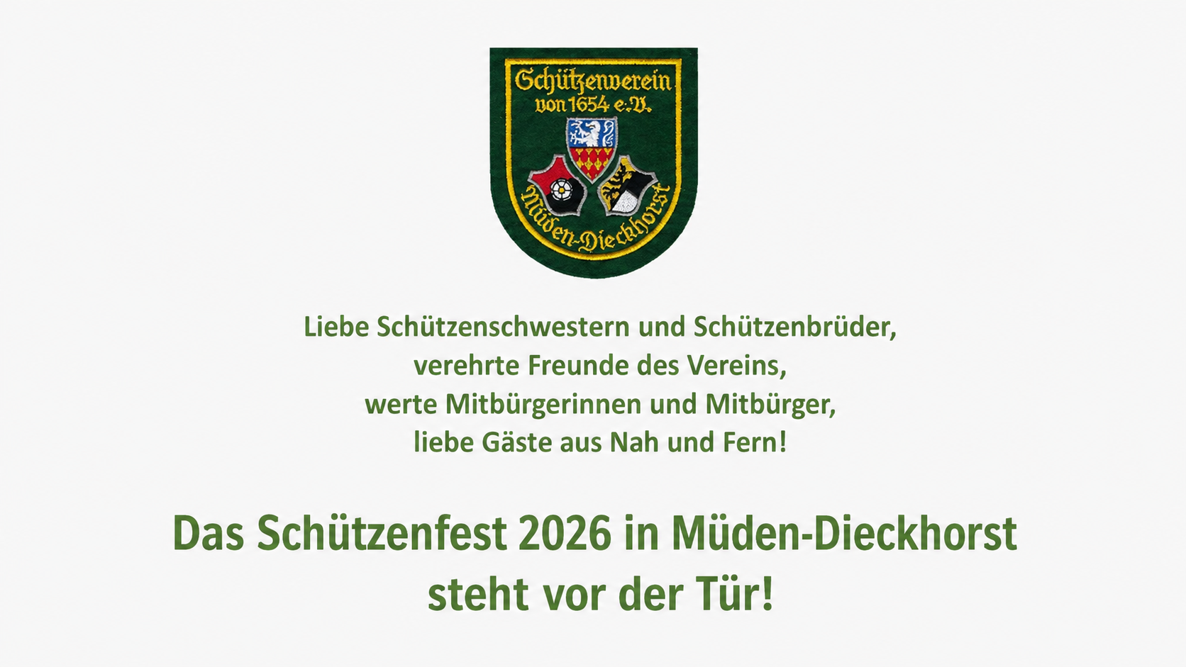 Grußwort des 1.Vorsitzenden des Schützenverein Müden-Dieckhorst zum Schützenfest 2026
