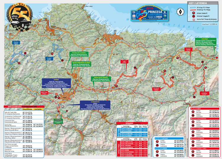 Publication of the FIA Map of the 55 Rally Princess of Asturias City of Oviedo