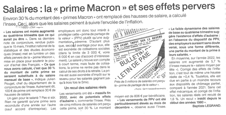 Salaires : la prime Macron et ses effets pervers