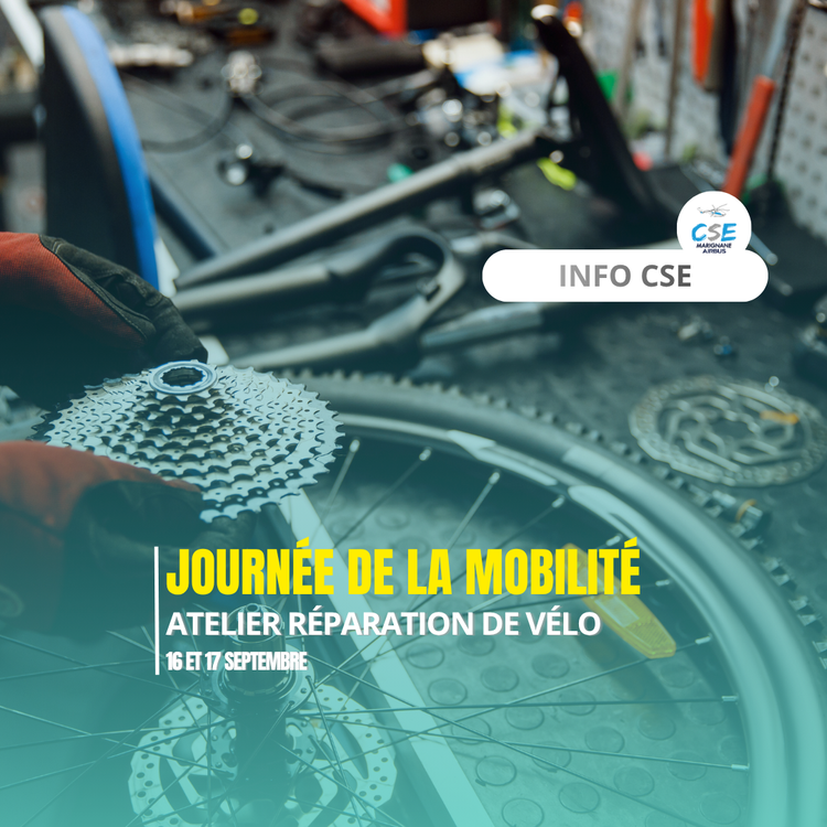 En selle ! À l’occasion des Journées de la Mobilité, Votre CSE ramène l'atelier de réparation de vélos au bureau.