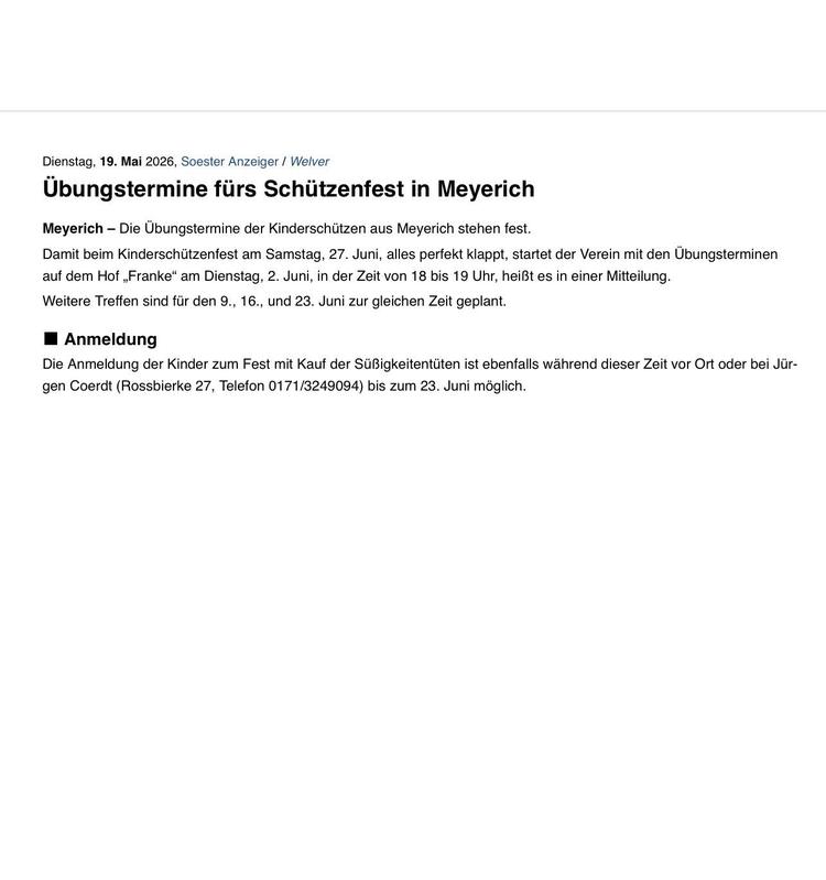 Kinderschützenfest Meyerich