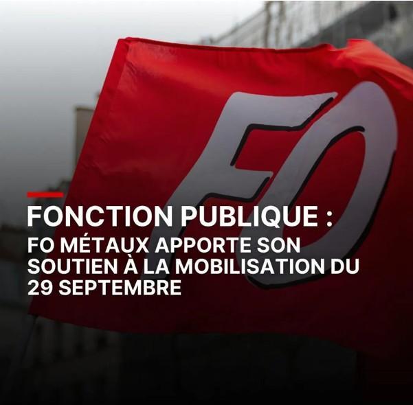 Fonction publique : FO Métaux apporte son soutien à la mobilisation du 29 septembre