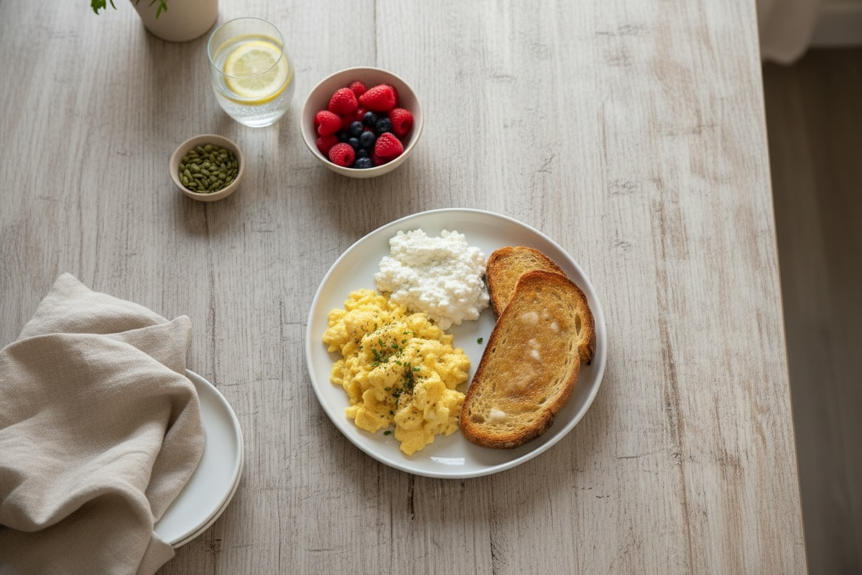 Fluffy Protein Scramble with Cottage & Toast