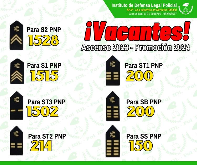 Se publicó las VACANTES para el proceso de Ascenso de SO PNP