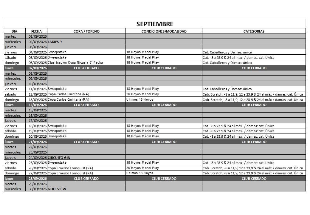 FIXTURE SEPTIEMBRE 2026