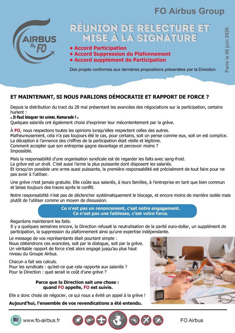 PARTICIPATION : supplément 2025 et nouvel accord à la signature
