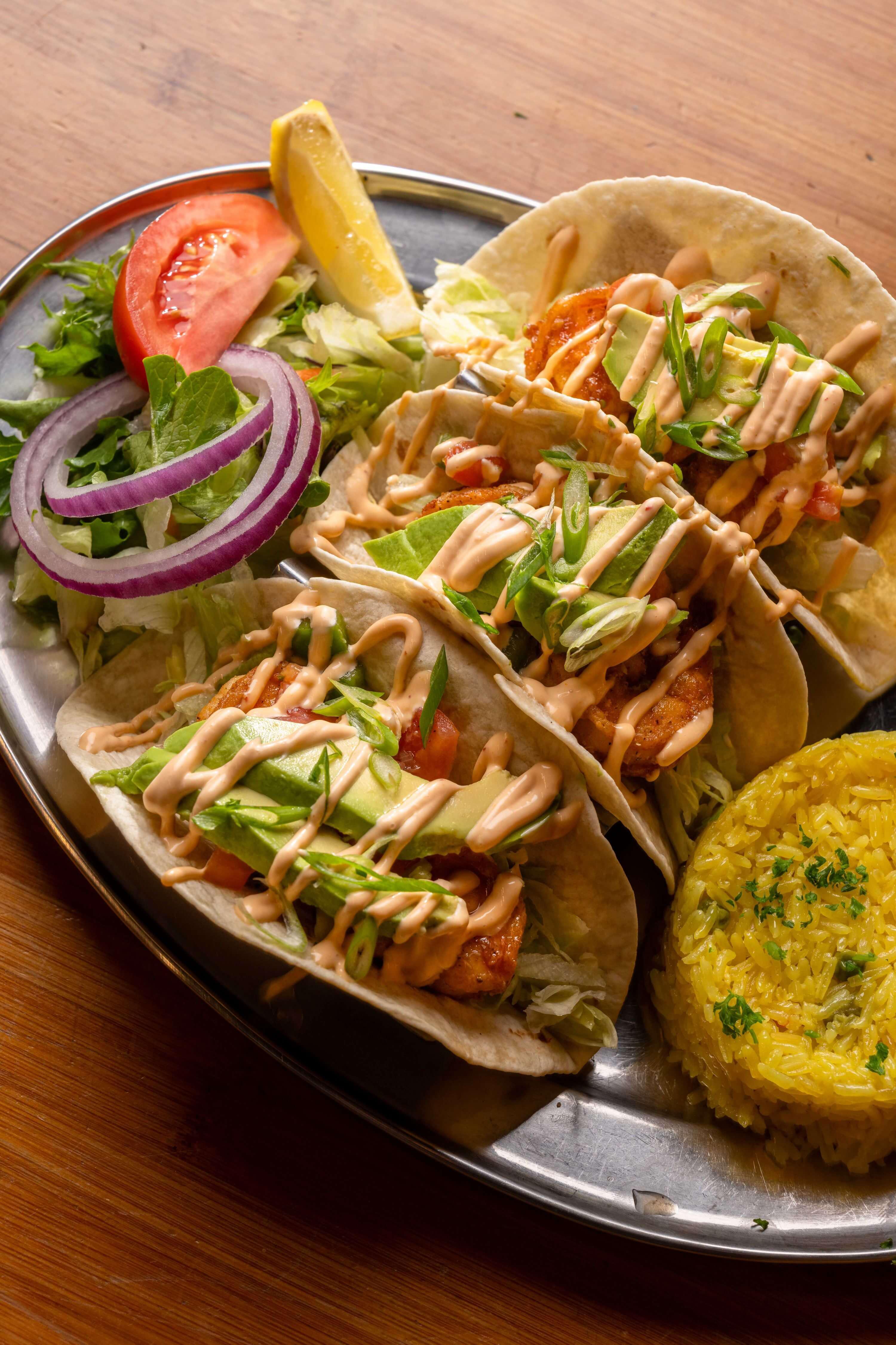 Sweet n' Smokin Shrimp Tacos $23