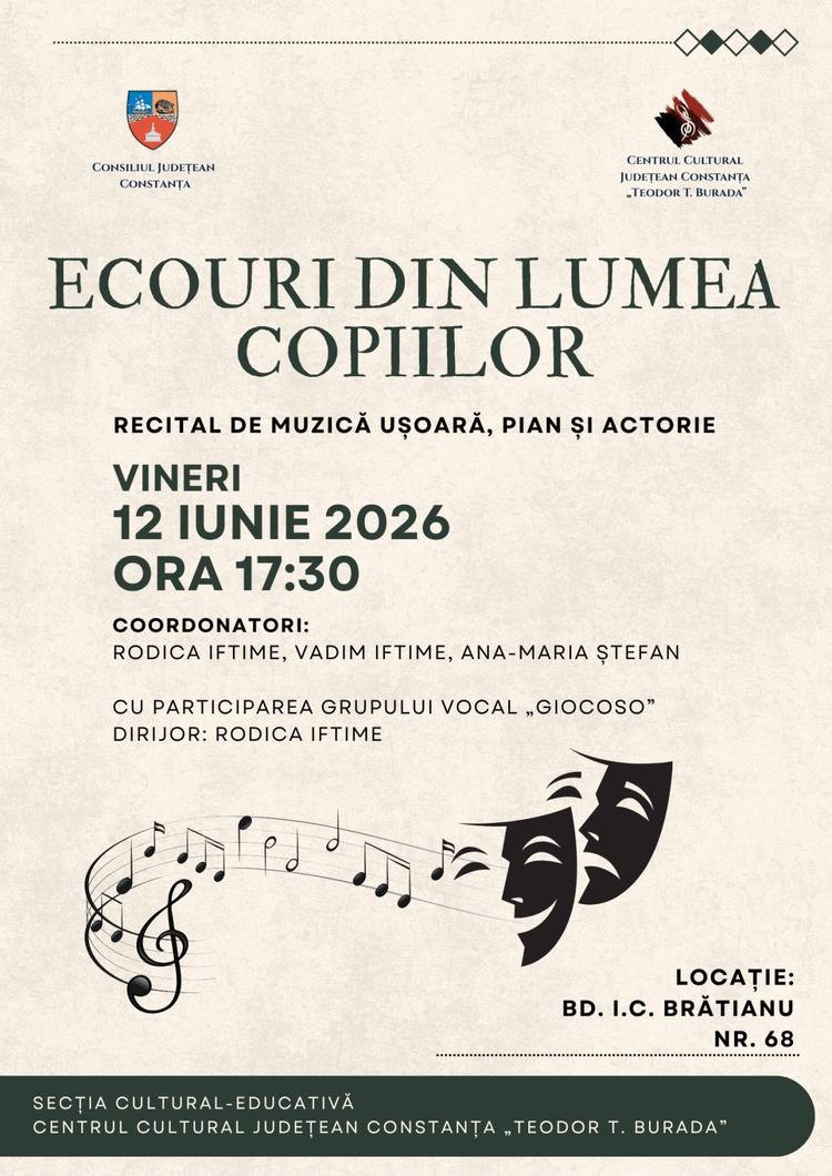 Ecouri din lumea copiilor: Recital de muzică ușoară, pian și actorie