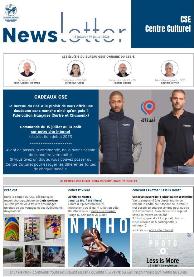 Newsletter du 13 au 19 juillet 2026