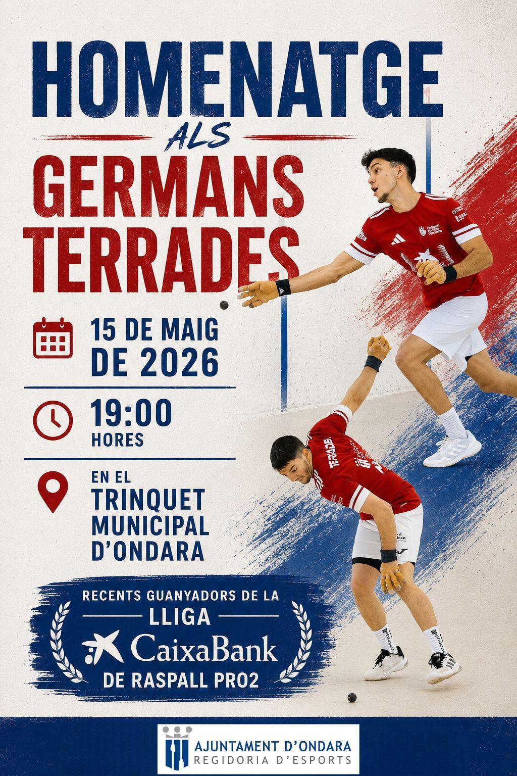 Ondara homenatjarà els germans Terrades pel seu triomf en la Lliga CaixaBank de Raspall Pro2