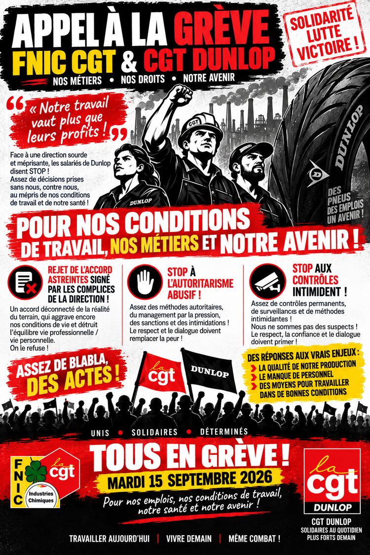 Appel à la grève mardi 15 septembre 2026
