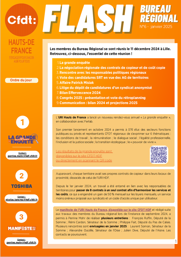 Flash Bureau Régional N°6 - Janvier 2025