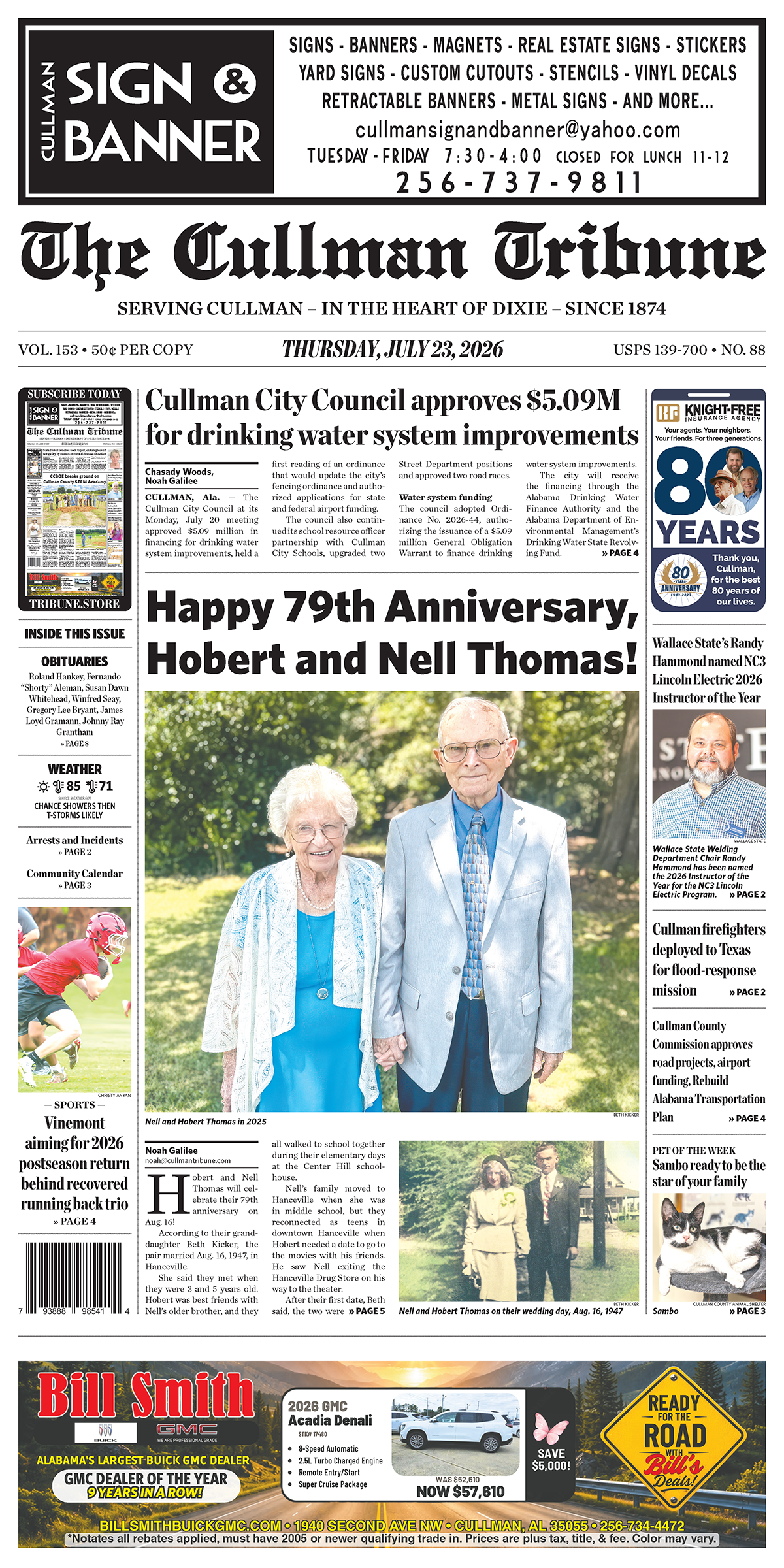 Good Morning Cullman! The 07-23-2026 edition of the Cullman Tribune is now ready to view.