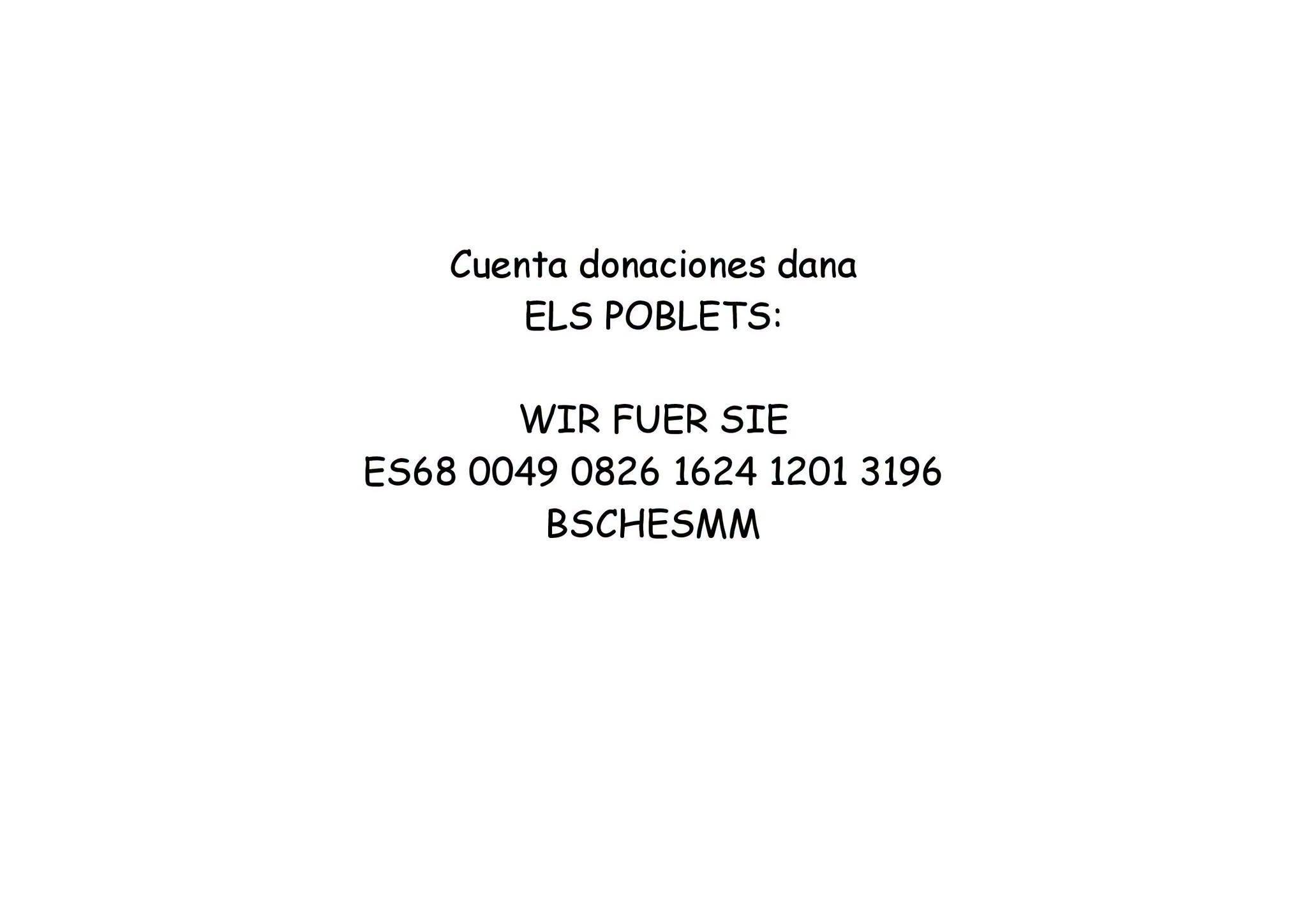 Els Poblets habilita una cuenta bancaria para ayudar a las familias afectadas por la DANA