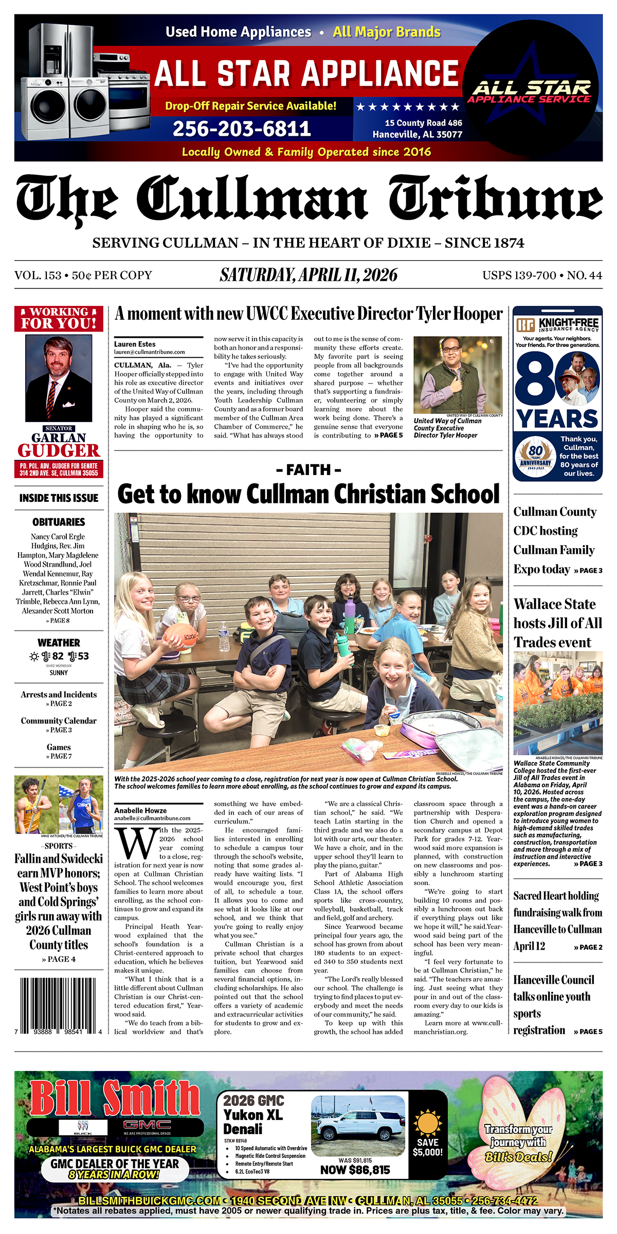 Good Morning Cullman! The 04-11-2026 edition of the Cullman Tribune is now ready to view.