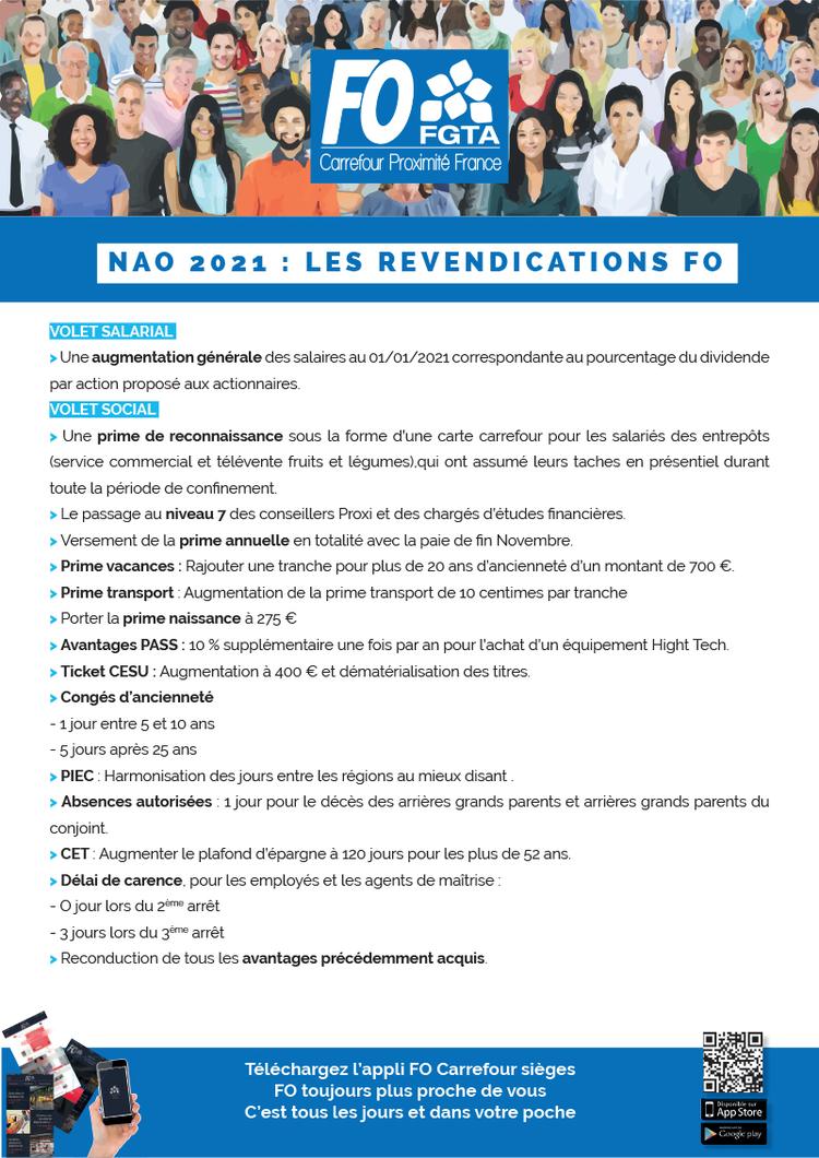 NAO 2021 Carrefour Proximité revendications FO