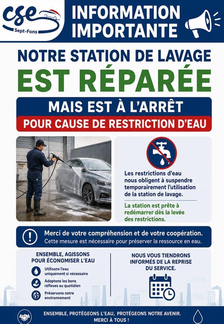 STATION RÉPARÉE — EAU RESTREINTE