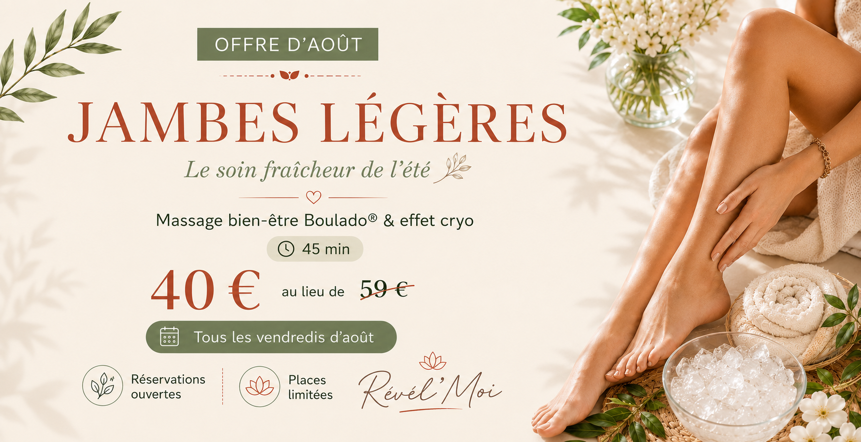 OFFRE D’AOÛT JAMBES LÉGÈRES