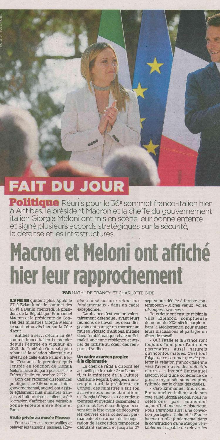 Macron et Meloni ont affiché hier leur rapprochement