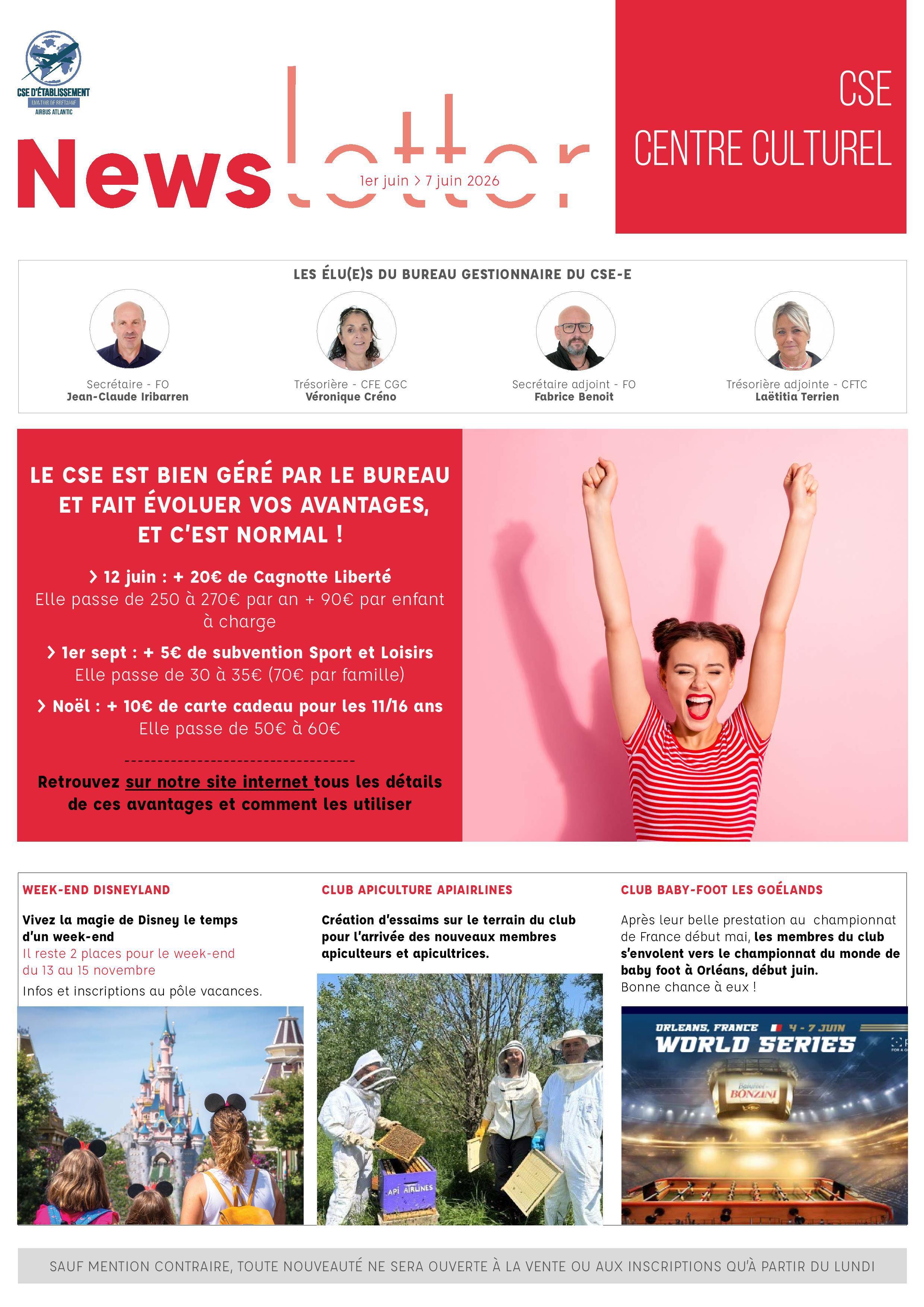 Informations du CSE et de la coopérative semaine 23