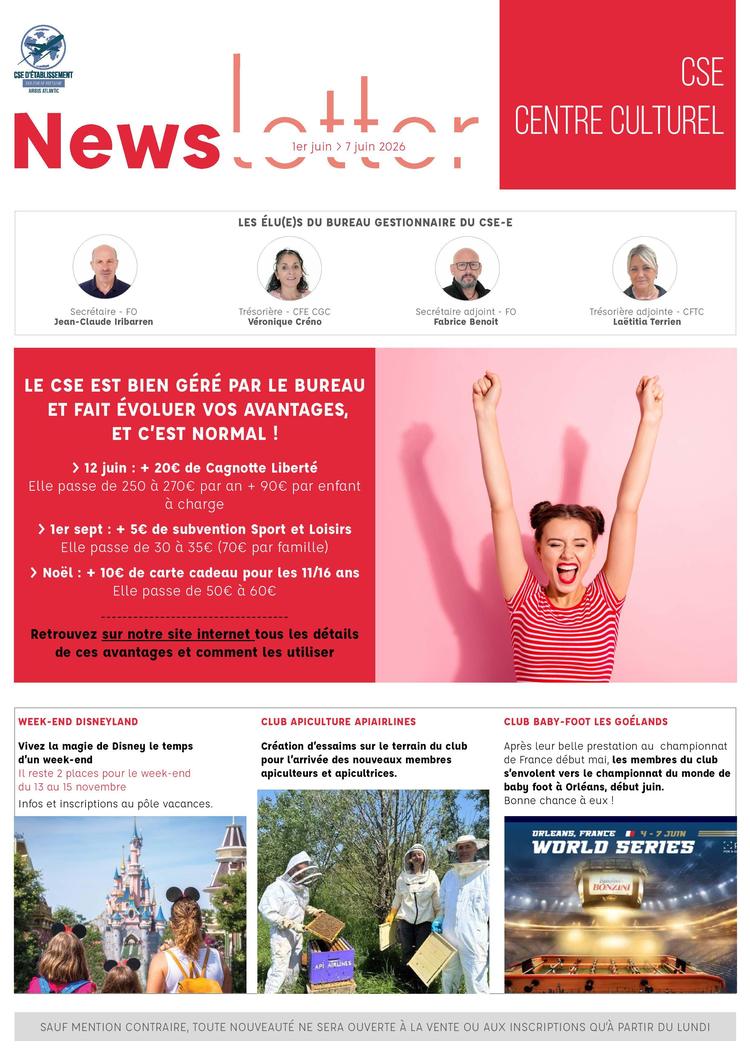 Informations du CSE et de la coopérative semaine 23