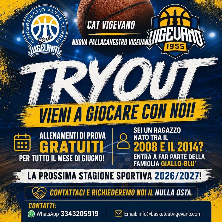 Tryout! Vieni a giocare con CAT Vigevano-Nuova Pallacanestro Vigevano 1955