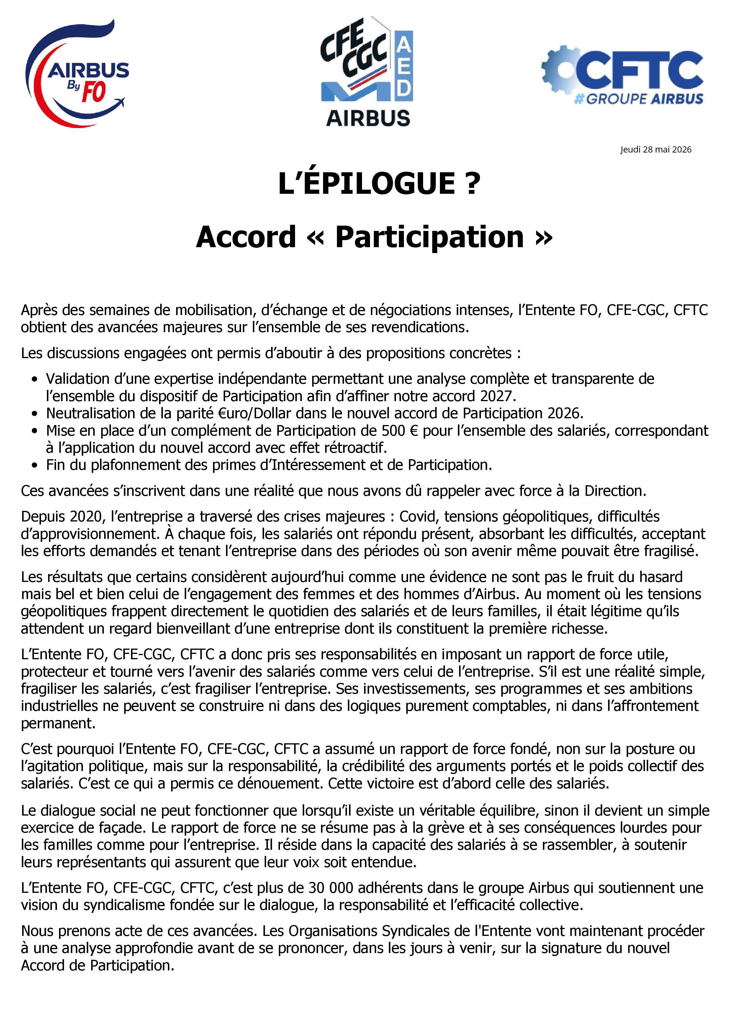 Accord "Participation" : l'épilogue ?