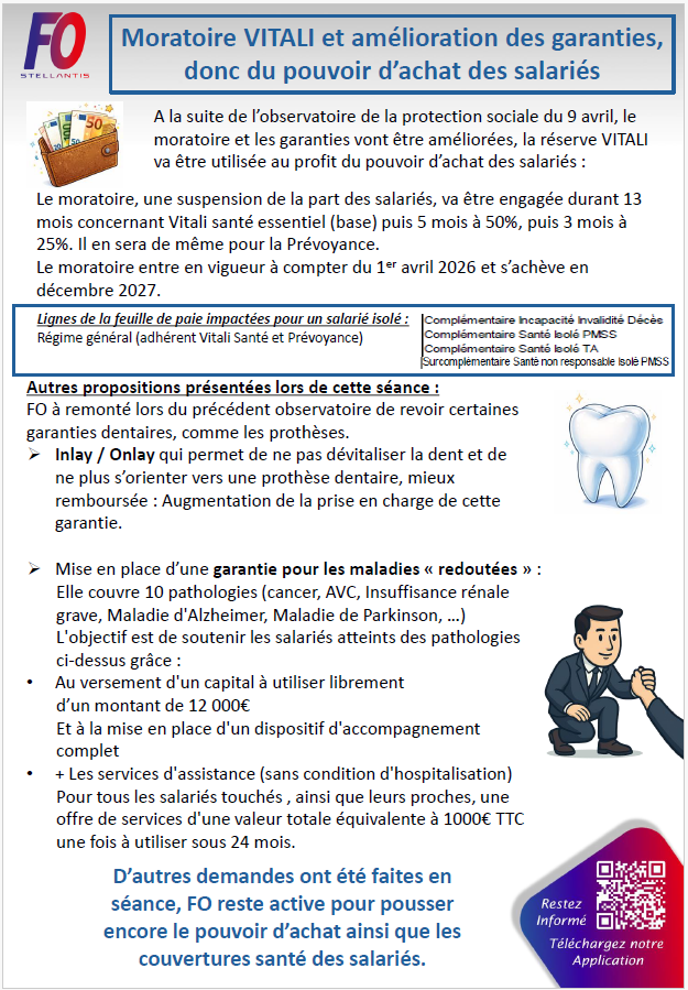 Moratoire VITALI : Amélioration des garanties + pouvoir d'achat