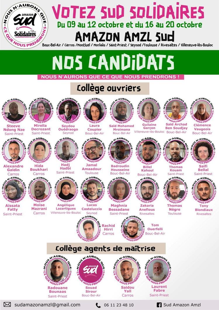 Votez pour les candidats SUD Solidaires AMAZON !