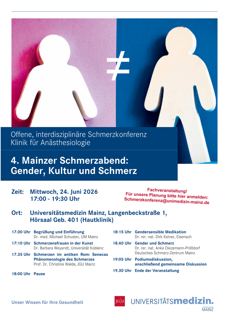 4. Mainzer Schmerzabend: Gender, Kultur und Schmerz