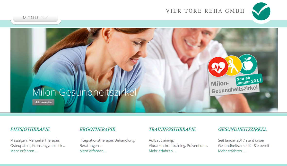 Mobile Webseite für Physiotherapie: Vier Tore Reha GmbH