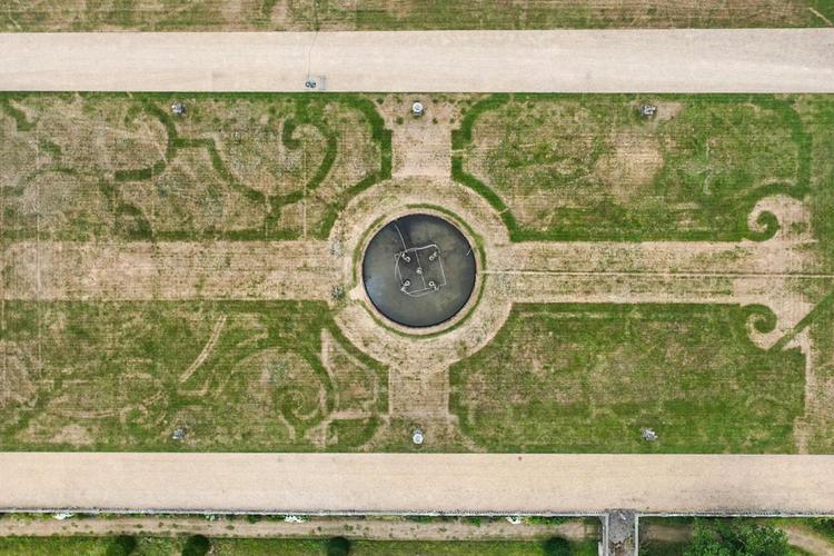 Drought reveals hidden formal gardens at Chatsworth House