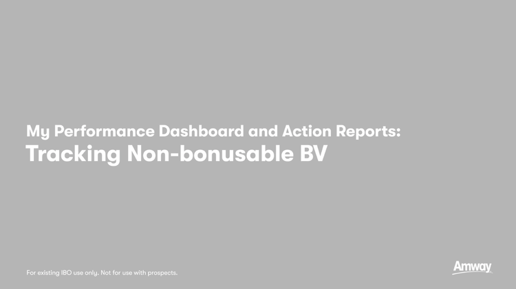 Tracking Non Bonusable BV Dashboard