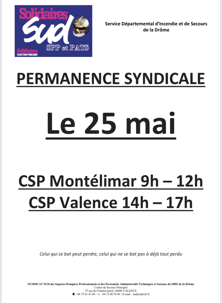 Sud 26: permanences syndicales 