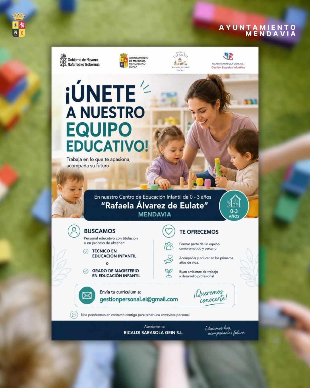 🏫📚 OFERTA DE EMPLEO: ESCUELA INFANTIL DE MENDAVIA 🏫📚