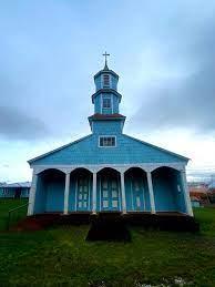 Iglesia Huyar alto en Curaco De Velez, Chiloé, Sur de Chile