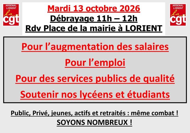 Débrayage pour les salaires, l'emploi, nos services publics et pour soutenir nos lycéens et étudiants.